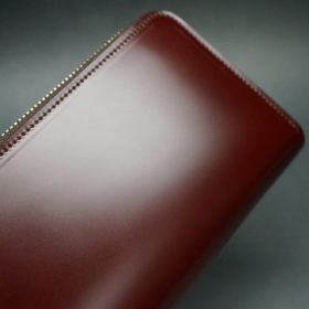 新喜皮革社の顔料仕上げコードバンのアンティークカラーのラウンドファスナー長財布の画像3