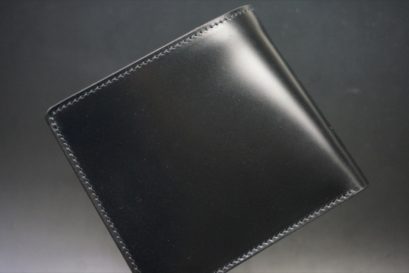 新喜皮革社製オイルコードバンのブラック色の二つ折り財布（シルバー色）-1-1