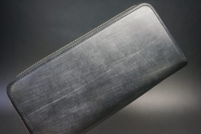 メトロポリタン社製ブライドルレザーのベンズ部位のブラック色のラウンドファスナー長財布（ゴールド色）-1-1