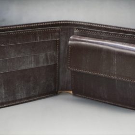 メトロポリタン社製ブライドルレザーのベンズ部位のダークブラウン色の二つ折り財布（ゴールド）-1-5