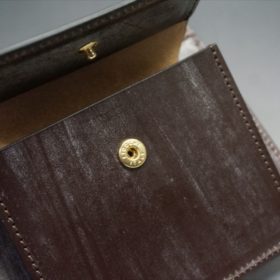 メトロポリタン社製ブライドルレザーのベンズ部位のダークブラウン色の二つ折り財布（ゴールド）-1-9
