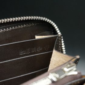 セドウィック社製ブライドルレザーのチョコ色のラウンドファスナー長財布（シルバー色）-1-14