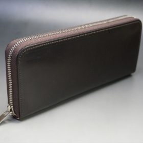 セドウィック社製ブライドルレザーのチョコ色のラウンドファスナー長財布（シルバー色）-1-2
