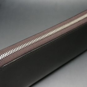 セドウィック社製ブライドルレザーのチョコ色のラウンドファスナー長財布（シルバー色）-1-4