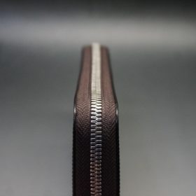 セドウィック社製ブライドルレザーのチョコ色のラウンドファスナー長財布（シルバー色）-1-5
