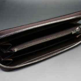 セドウィック社製ブライドルレザーのチョコ色のラウンドファスナー長財布（シルバー色）-1-7