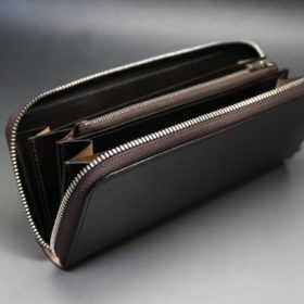 セドウィック社製ブライドルレザーのチョコ色のラウンドファスナー長財布（シルバー色）-1-8