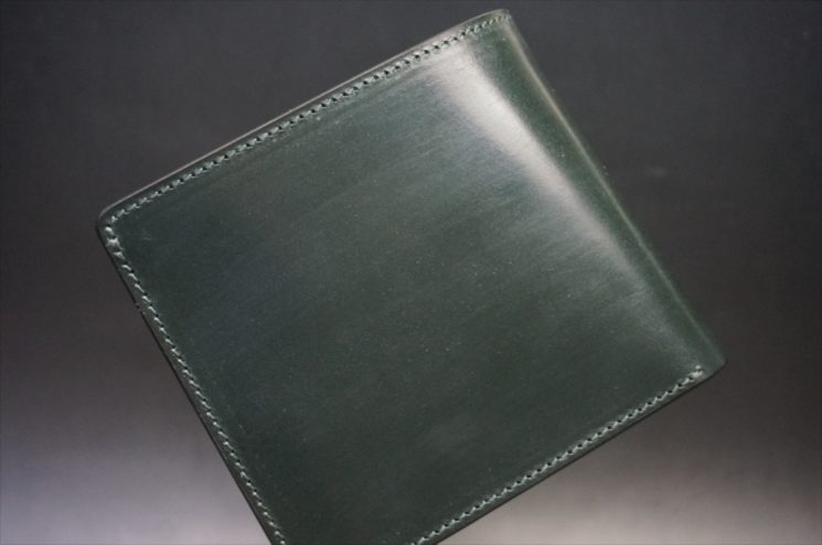 セドウィック社製ブライドルレザーのダークグリーン色の二つ折り財布（シルバー色）-1-1
