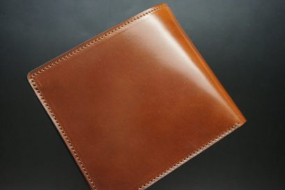 ホーウィン社製シェルコードバンの＃４色の二つ折り財布（ゴールド色）-1-1