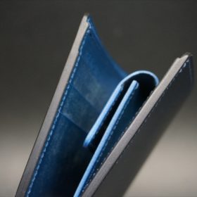 新喜皮革社製顔料仕上げコードバンのネイビー色の二つ折り財布（ゴールド色）-1-4