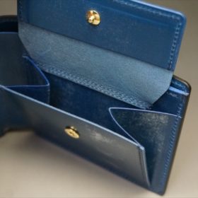 新喜皮革社製顔料仕上げコードバンのネイビー色の二つ折り財布（ゴールド色）-1-9