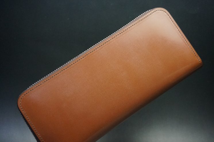 セドウィック社製ブライドルレザーのヘーゼルブラウン色のラウンドファスナー長財布（シルバー色）-1-1