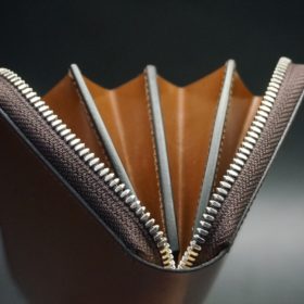 セドウィック社製ブライドルレザーのヘーゼルブラウン色のラウンドファスナー長財布（シルバー色）-1-9