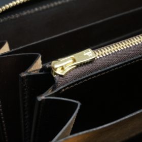 ホーウィン社製シェルコードバンの＃８色のラウンドファスナー長財布（ゴールド色）-1-12