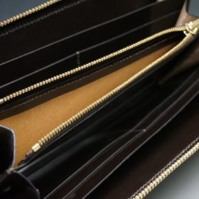 ホーウィン社製シェルコードバンの＃８色のラウンドファスナー長財布（ゴールド色）-1-13