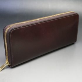ホーウィン社製シェルコードバンの＃８色のラウンドファスナー長財布（ゴールド色）-1-2