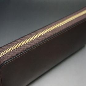 ホーウィン社製シェルコードバンの＃８色のラウンドファスナー長財布（ゴールド色）-1-4