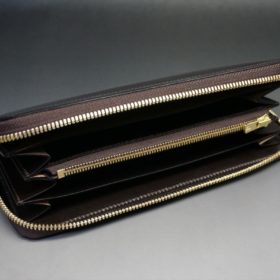 ホーウィン社製シェルコードバンの＃８色のラウンドファスナー長財布（ゴールド色）-1-7