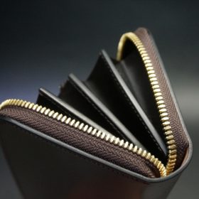 ホーウィン社製シェルコードバンの＃８色のラウンドファスナー長財布（ゴールド色）-1-9