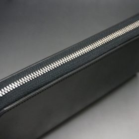 ホーウィン社製シェルコードバンのブラック色のラウンドファスナー長財布（シルバー色）-1-4