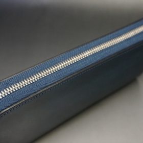 ホーウィン社製シェルコードバンのネイビー色のラウンドファスナー長財布（シルバー色）-1-4