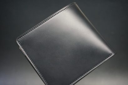 レーデルオガワ社製オイル仕上げコードバンのブラック色の二つ折り財布（ゴールド色）-1-1