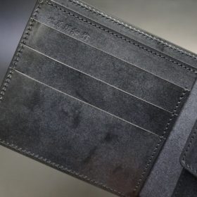 レーデルオガワ社製オイル仕上げコードバンのブラック色の二つ折り財布（ゴールド色）-1-6