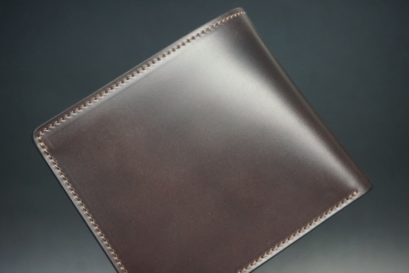 レーデルオガワ社製オイル仕上げコードバンのバーガンディ色の二つ折り財布（ゴールド色）-1-1