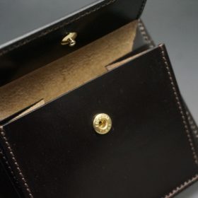 レーデルオガワ社製オイル仕上げコードバンのバーガンディ色の二つ折り財布（ゴールド色）-2-10