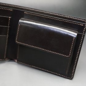 レーデルオガワ社製オイル仕上げコードバンのバーガンディ色の二つ折り財布（ゴールド色）-2-8