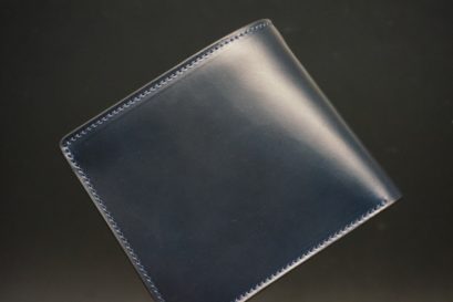レーデルオガワ社製オイル仕上げコードバンのネイビー色の二つ折り財布（ゴールド色）-1-1