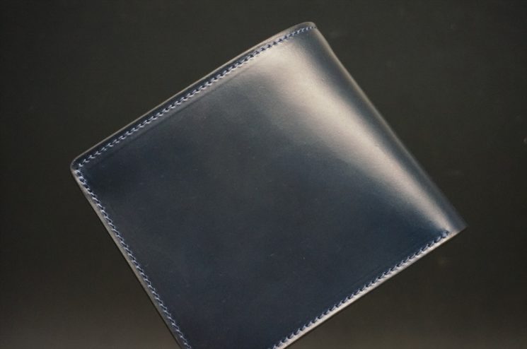 コードバン 二つ折り財布(レーデルオガワ/オイル仕上げ/ネイビー/小銭入れ付き/ゴールド色)