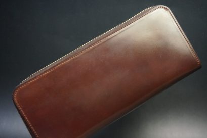 ホーウィン社製シェルコードバンの＃４色のラウンドファスナー長財布（ゴールド色）-1-1
