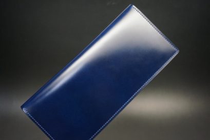 レーデルオガワ社製染料仕上げコードバンのネイビー色の長財布（小銭入れなしタイプ）-1-1