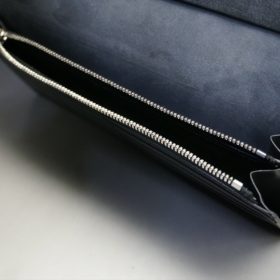 レーデルオガワ社製オイル仕上げコードバンのブラック色の長財布（シルバー色）-1-8
