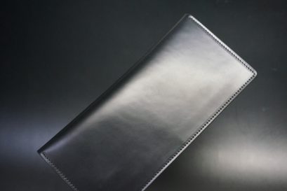 レーデルオガワ社製オイル仕上げコードバンのブラック色の長財布（小銭入れなしタイプ）-1-1