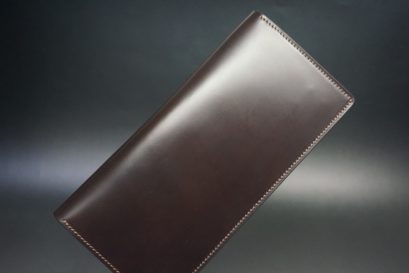レーデルオガワ社製オイル仕上げコードバンのバーガンディ色の長財布（シルバー色）-1-1