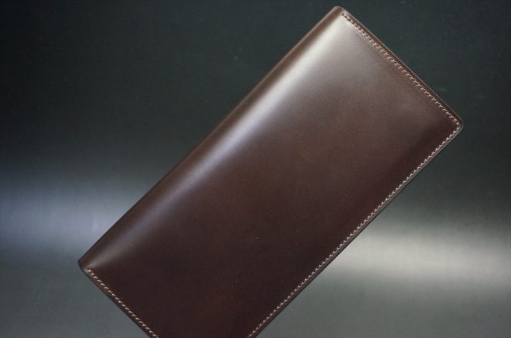 レーデルオガワ社製オイル仕上げコードバンのバーガンディ色の長財布（シルバー色）-2-1