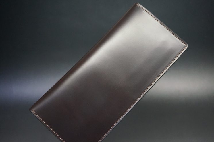 レーデルオガワ社製オイル仕上げコードバンのバーガンディ色の長財布（小銭入れなしタイプ）-1-1