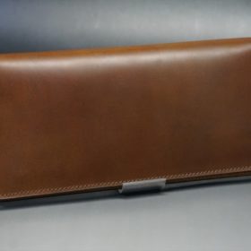 レーデルオガワ社製オイル仕上げコードバンのコーヒーブラウン色の長財布（シルバー色）-1-2