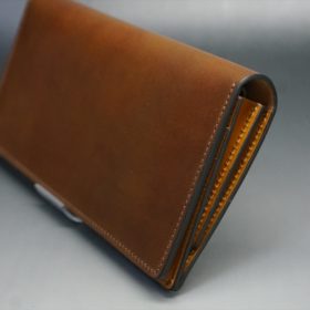 レーデルオガワ社製オイル仕上げコードバンのコーヒーブラウン色の長財布（シルバー色）-1-3