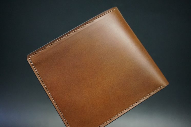 レーデルオガワ社製オイル仕上げコードバンのコーヒーブラウン色の二つ折り財布（小銭入れなし）-1-1