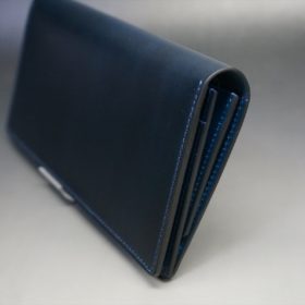 レーデルオガワ社製オイル仕上げコードバンのネイビー色の長財布（シルバー）-1-3