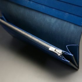 レーデルオガワ社製オイル仕上げコードバンのネイビー色の長財布（シルバー）-1-8