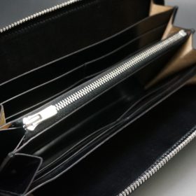 新喜皮革社製オイルコードバンのブラック色のラウンドファスナー長財布（シルバー色）-1-9