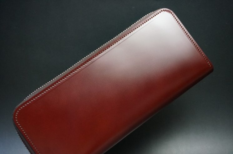 新喜皮革社製オ顔料仕上げコードバンのアンティーク色のラウンドファスナー長財布（シルバー色）-1-1