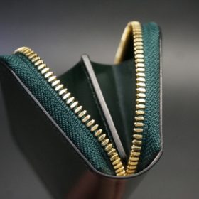 クレイトン社製ブライドルレザーのグリーン色のラウンドファスナー小銭入れ（ゴールド色）-1-9