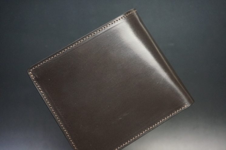 セドウィック社製ブライドルレザーのチョコ色の二つ折り財布（ゴールド色）-1-1