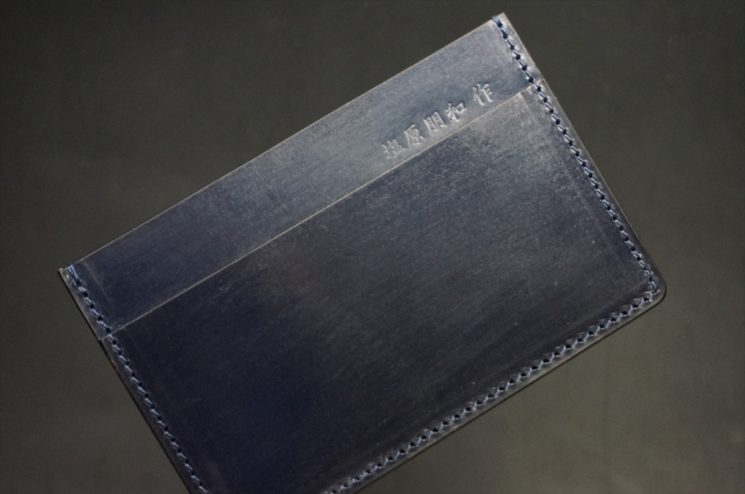 セドウィック社製ブライドルレザーのネイビー色のカードケース-1-1