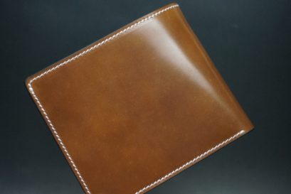 ホーウィン社製シェルコードバンのバーボン色の二つ折り財布（ゴールド色）-2-1